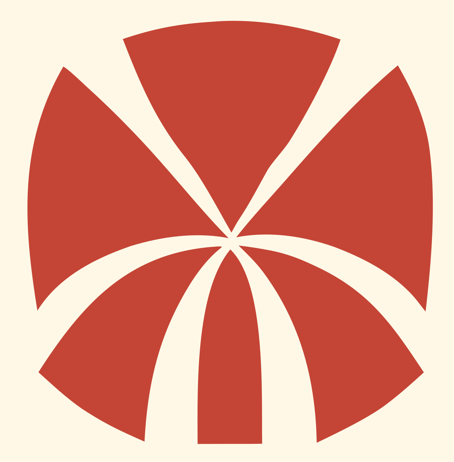 Orchid Radial Burst Logo #fff8e7/#c44536