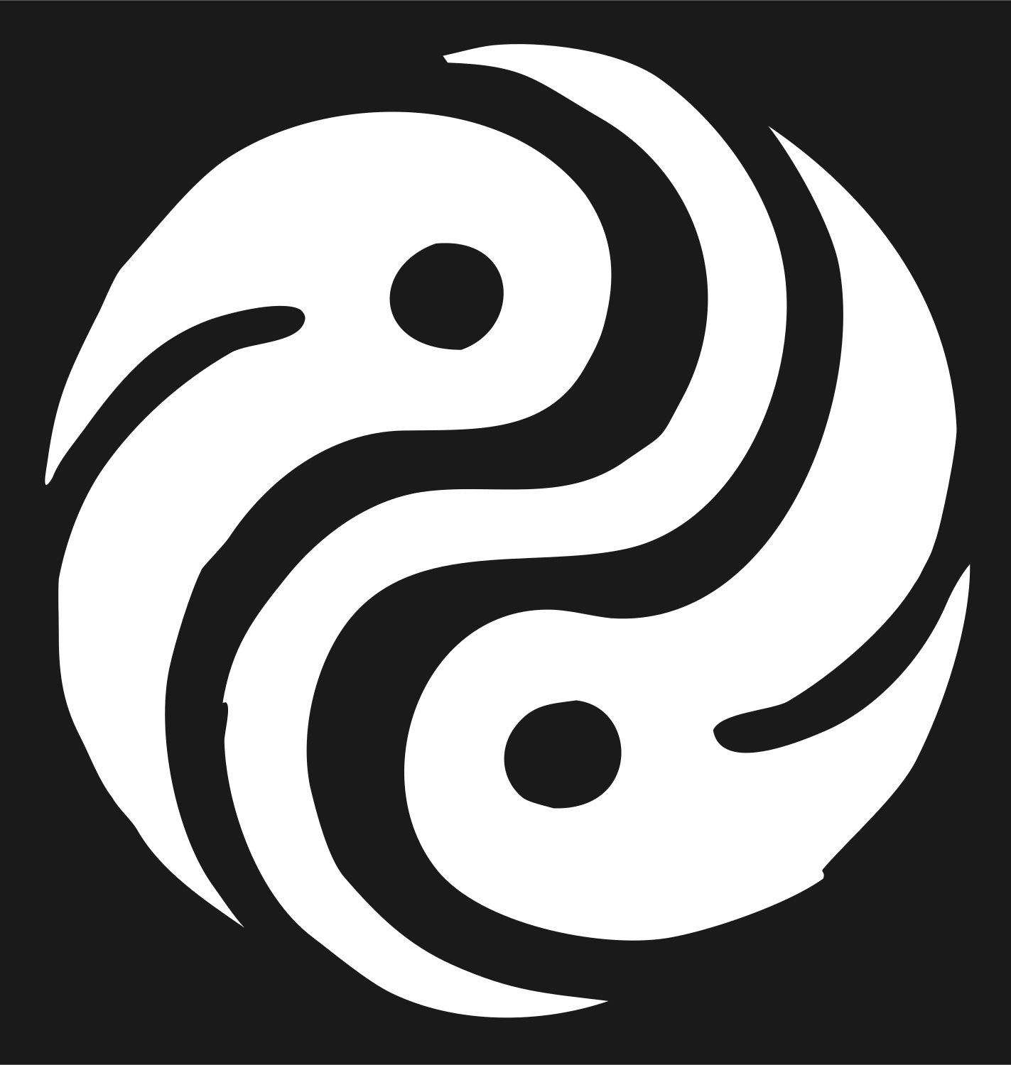 Tribal Flame Yin Yang Logo #1a1a1a/#ffffff