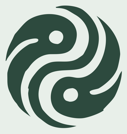 Tribal Flame Yin Yang Logo #e8efe9/#2d4a3e