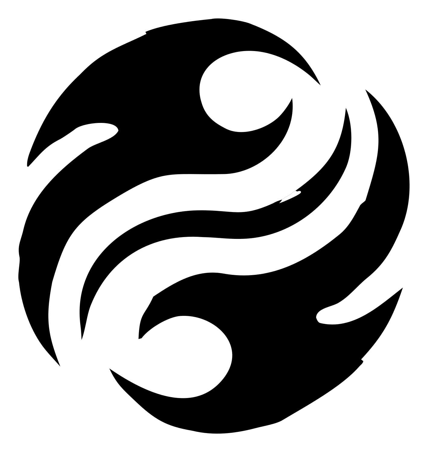 Brushstroke Swirl Yin Yang Logo #ffffff/#000000