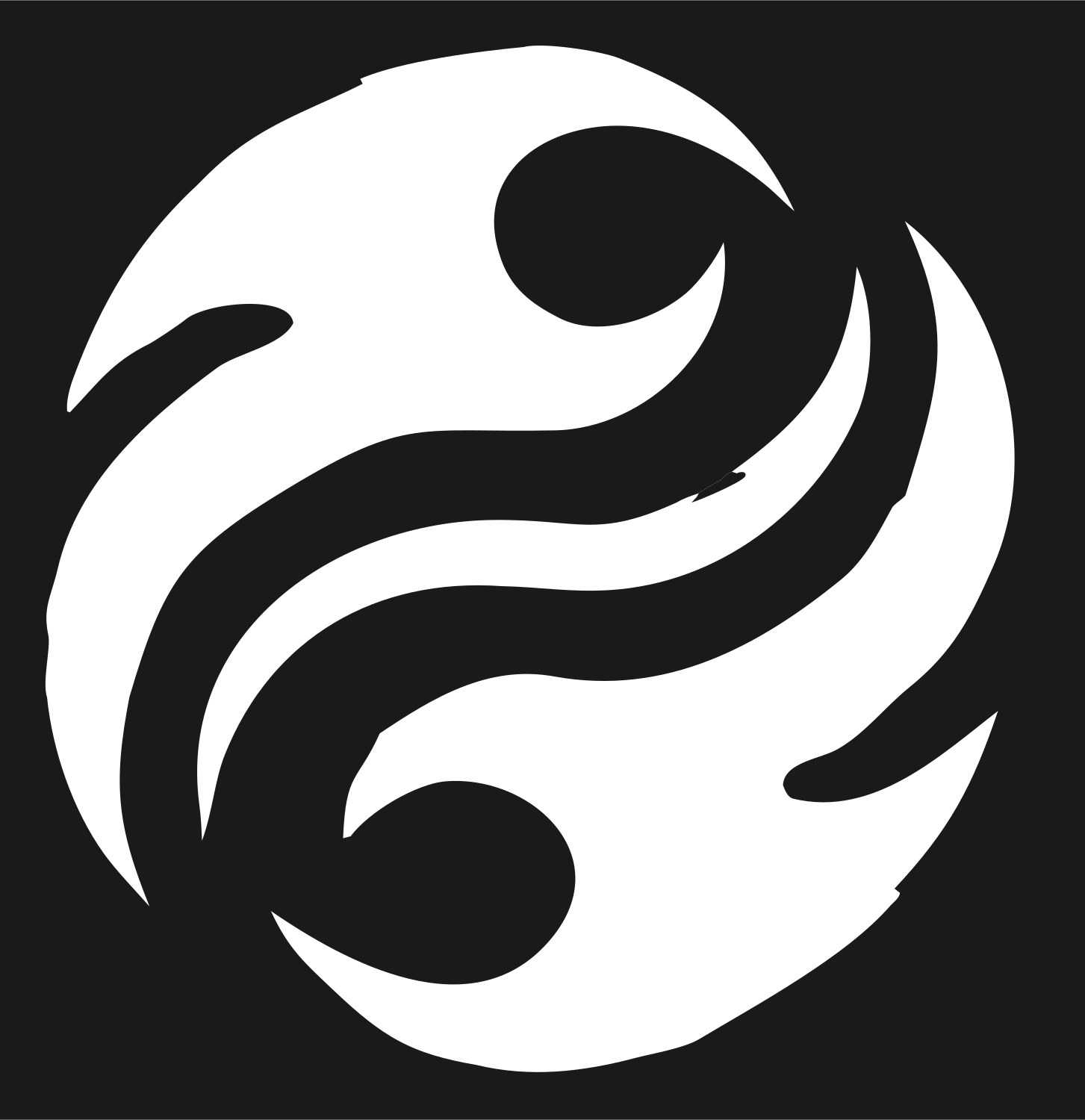 Brushstroke Swirl Yin Yang Logo #1a1a1a/#ffffff