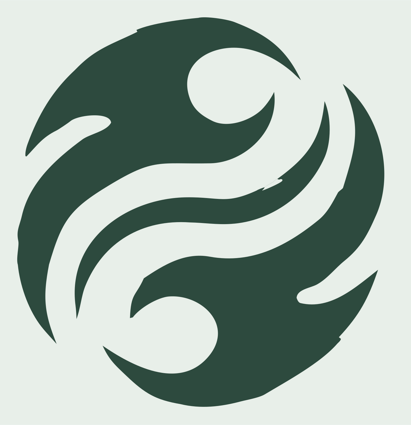 Brushstroke Swirl Yin Yang Logo #e8efe9/#2d4a3e