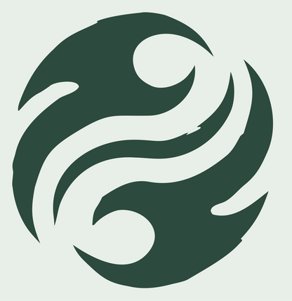 Brushstroke Swirl Yin Yang Logo #e8efe9/#2d4a3e