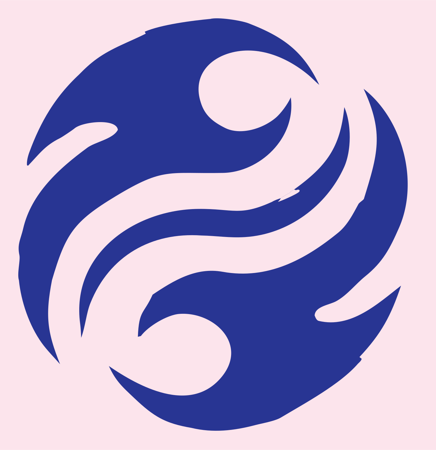 Brushstroke Swirl Yin Yang Logo #fce4ec/#283593