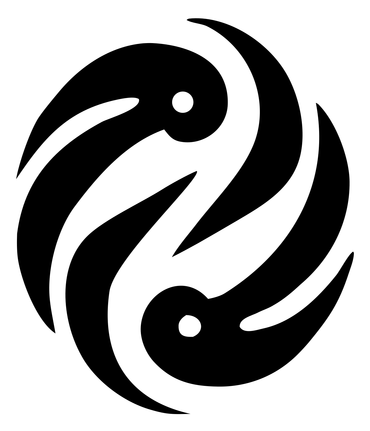 Twin Birds Yin Yang Logo #ffffff/#000000