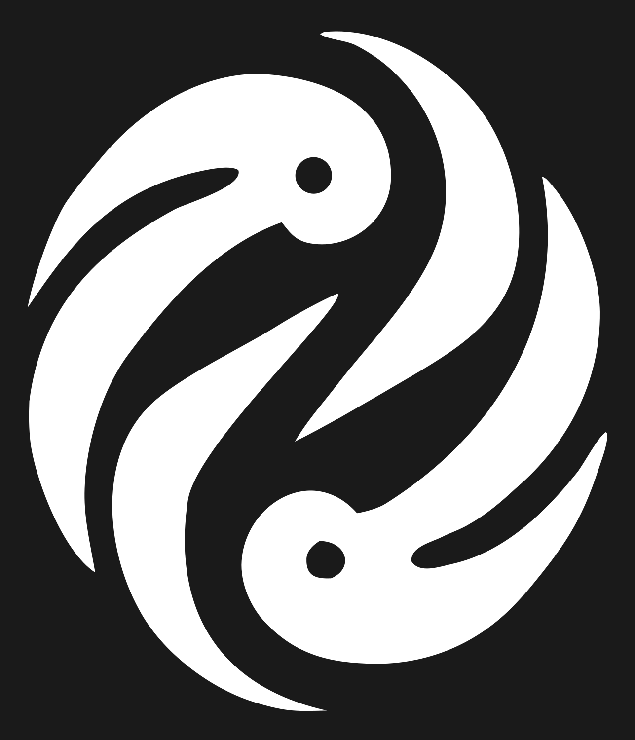 Twin Birds Yin Yang Logo #1a1a1a/#ffffff