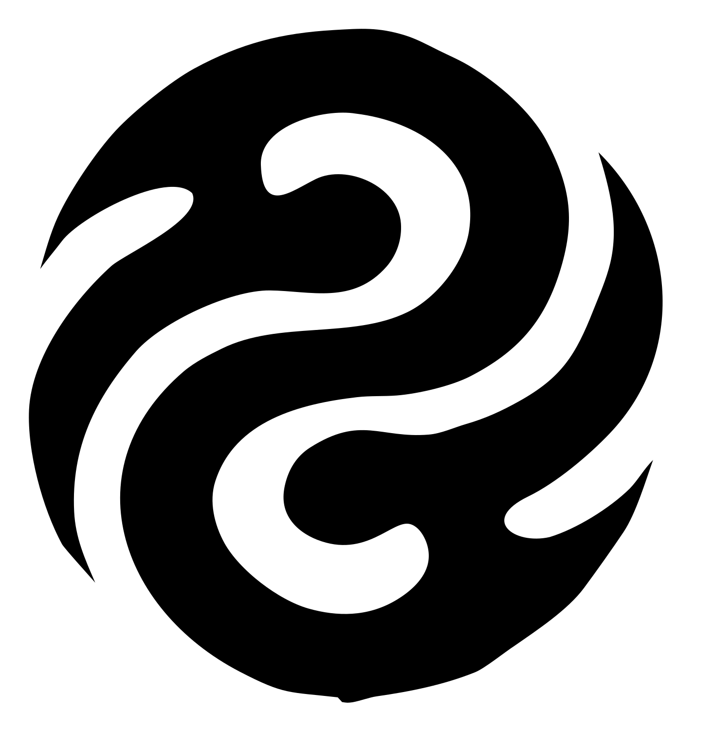 Flowing Curves Yin Yang Logo #ffffff/#000000
