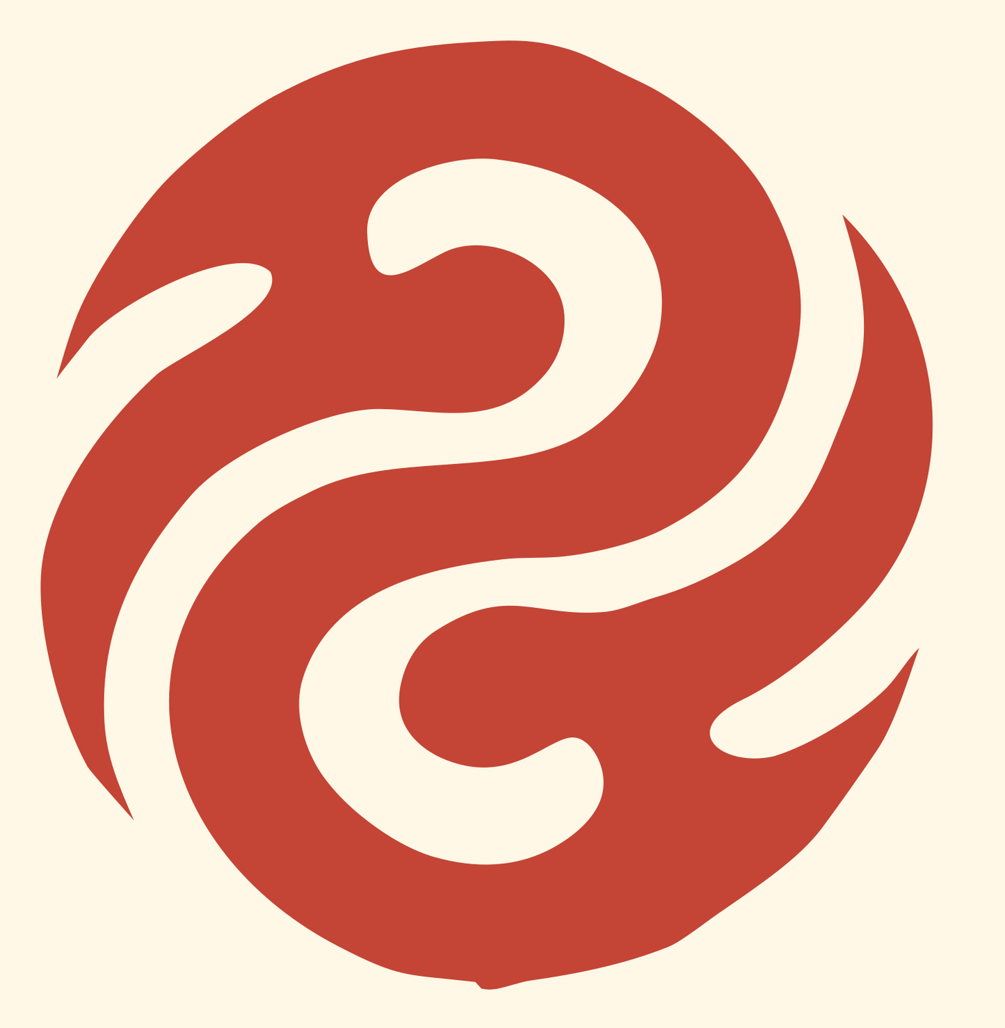Flowing Curves Yin Yang Logo #fff8e7/#c44536