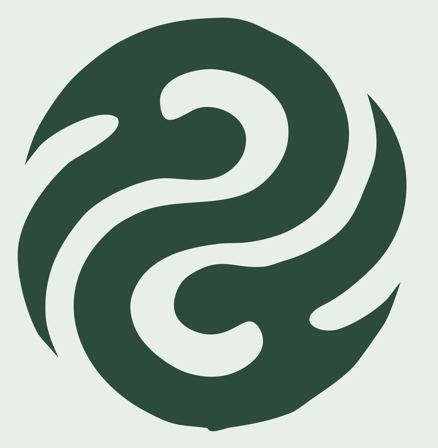 Flowing Curves Yin Yang Logo #e8efe9/#2d4a3e