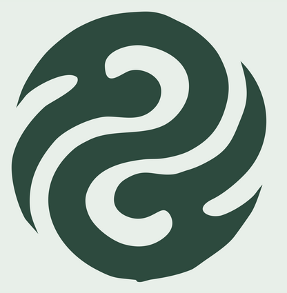 Flowing Curves Yin Yang Logo #e8efe9/#2d4a3e