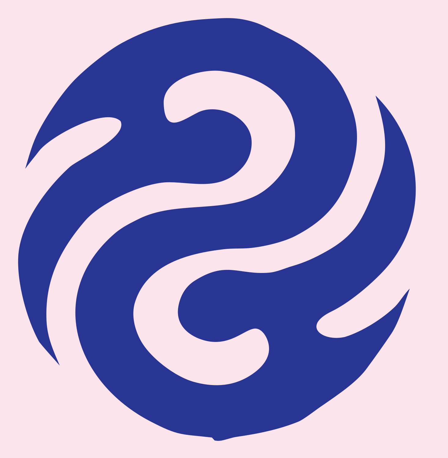 Flowing Curves Yin Yang Logo #fce4ec/#283593