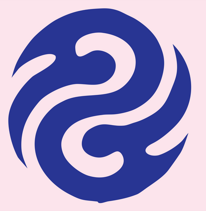 Flowing Curves Yin Yang Logo #fce4ec/#283593