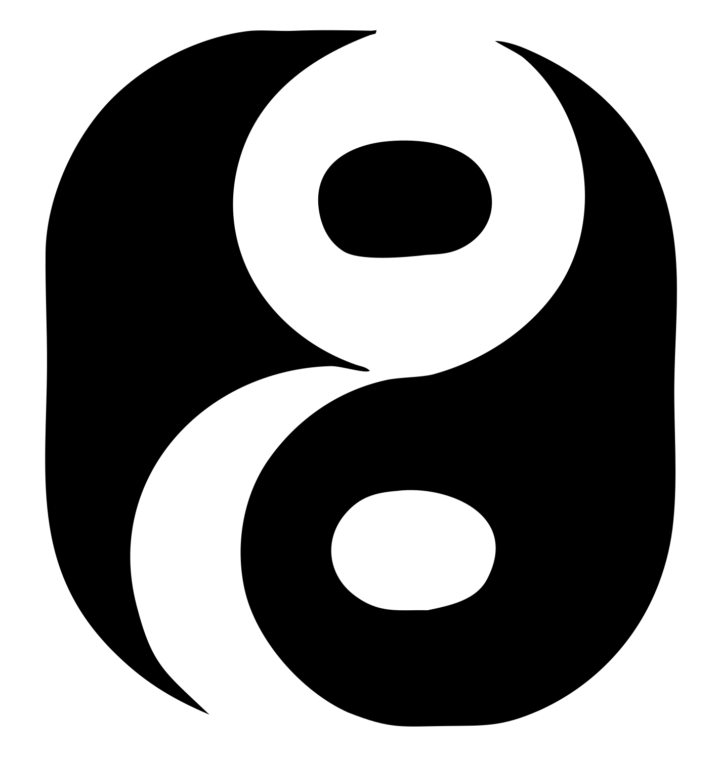 Rounded Square Yin Yang Logo #ffffff/#000000