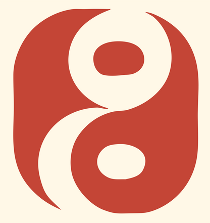 Rounded Square Yin Yang Logo #fff8e7/#c44536