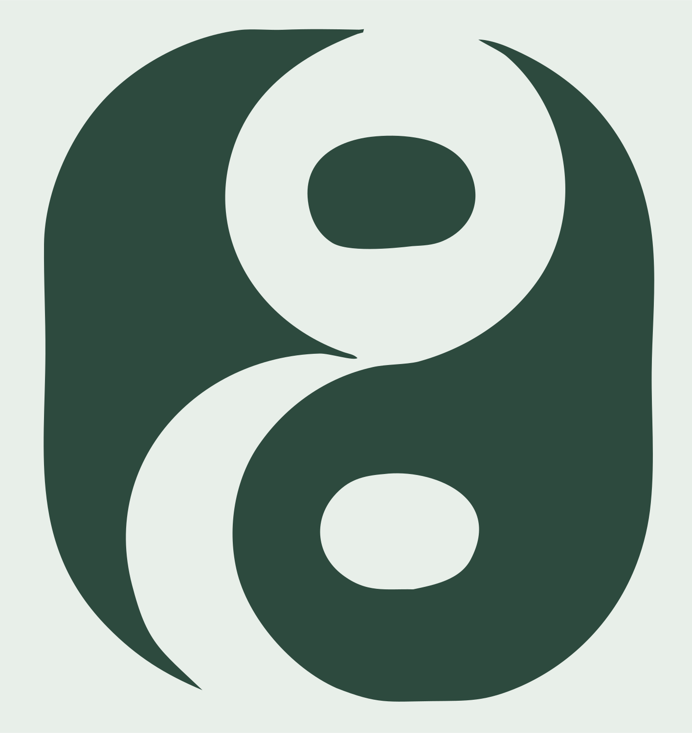 Rounded Square Yin Yang Logo #e8efe9/#2d4a3e