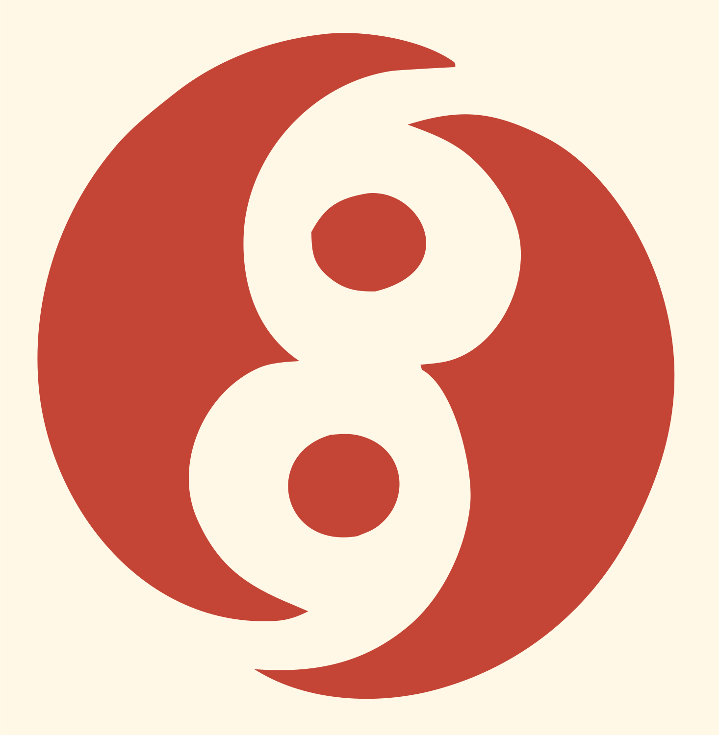 Figure Eight Yin Yang Logo #fff8e7/#c44536