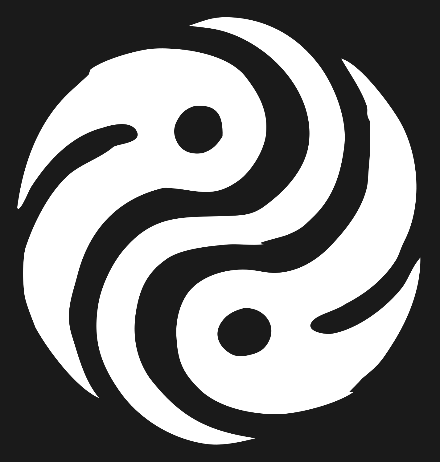 Tribal Swoosh Yin Yang Logo #1a1a1a/#ffffff