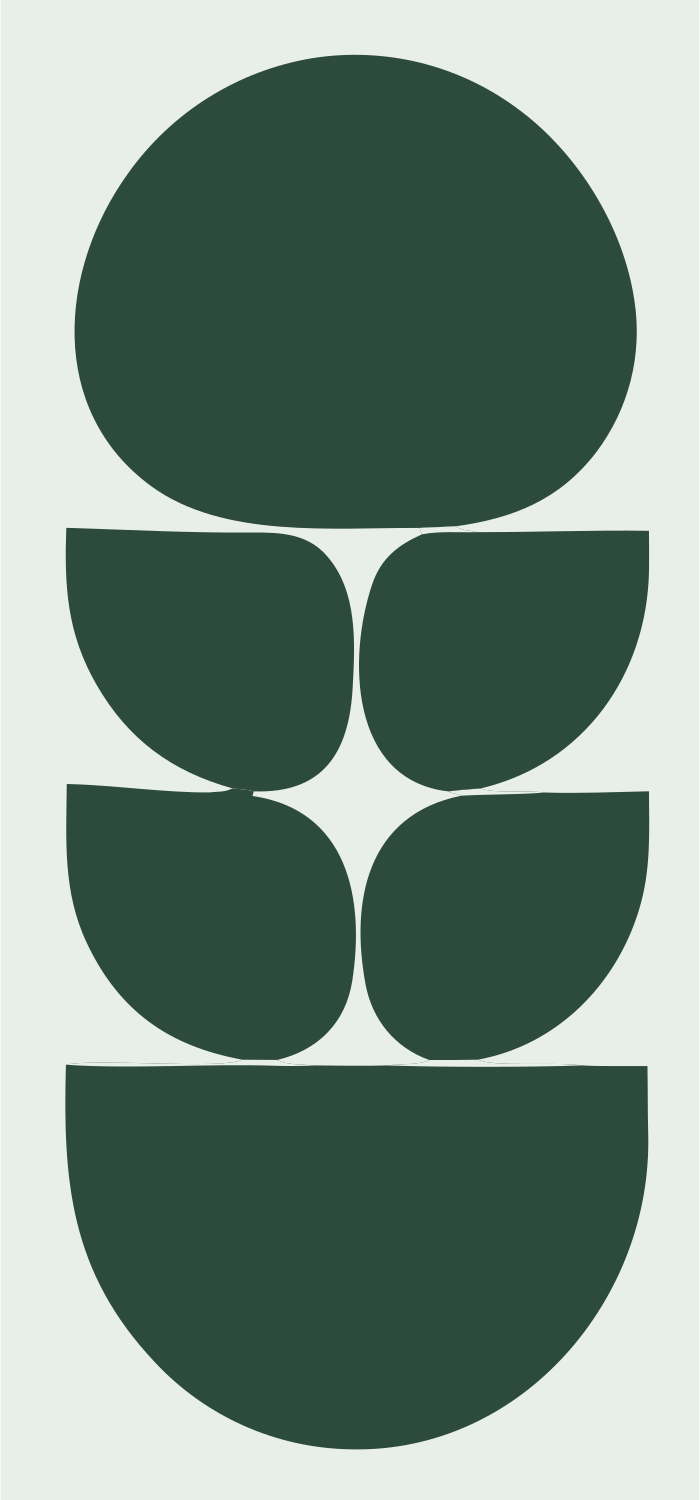Stacked Shapes Om Logo #e8efe9/#2d4a3e