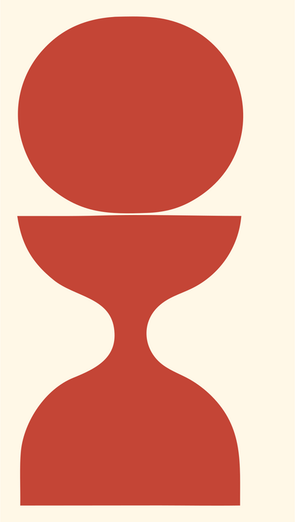 Oval Hourglass Figure Logo #fff8e7/#c44536