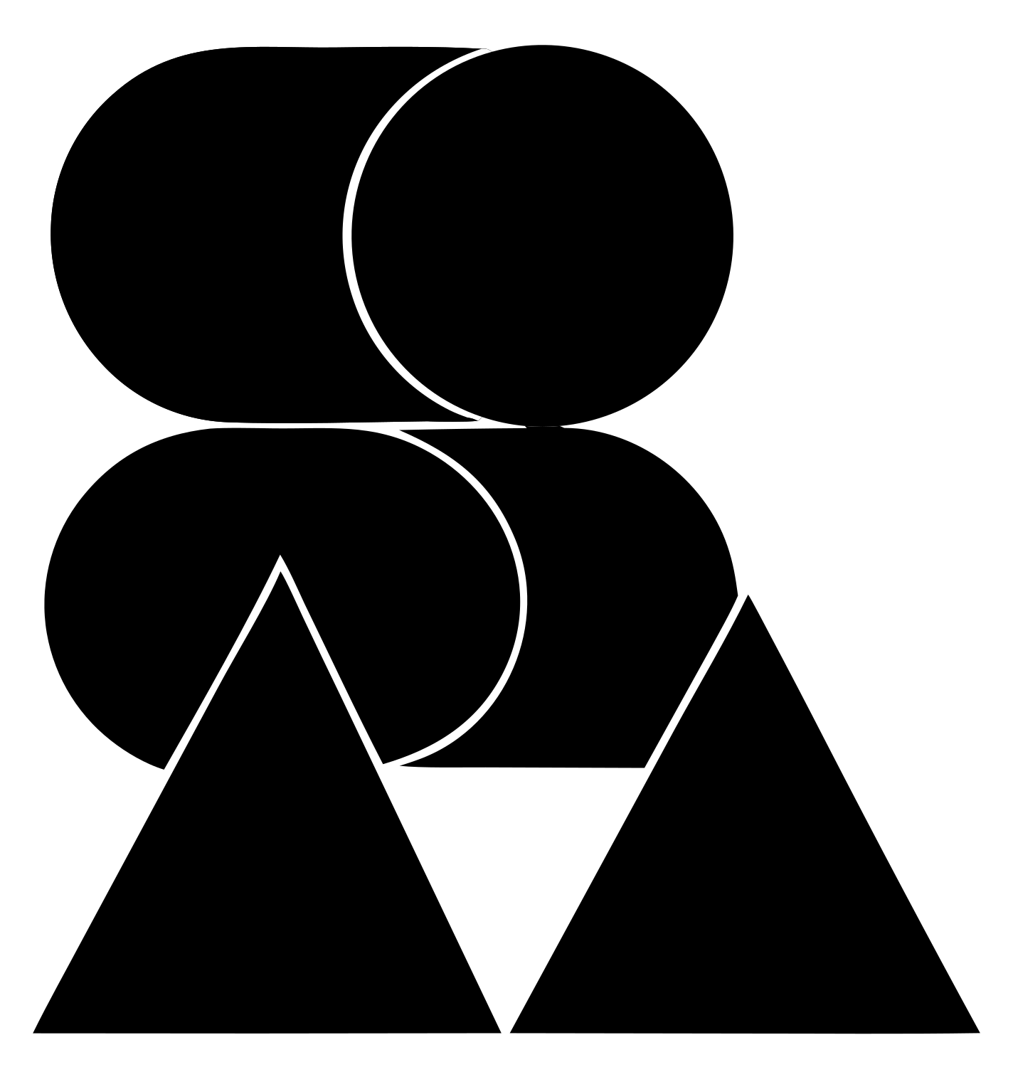 Overlapping Circles Triangles Logo #ffffff/#000000