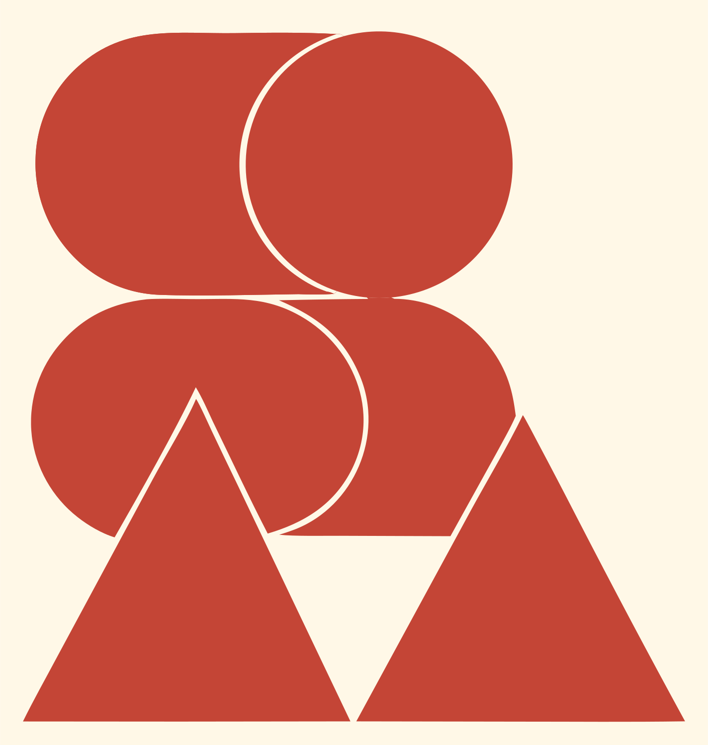 Overlapping Circles Triangles Logo #fff8e7/#c44536