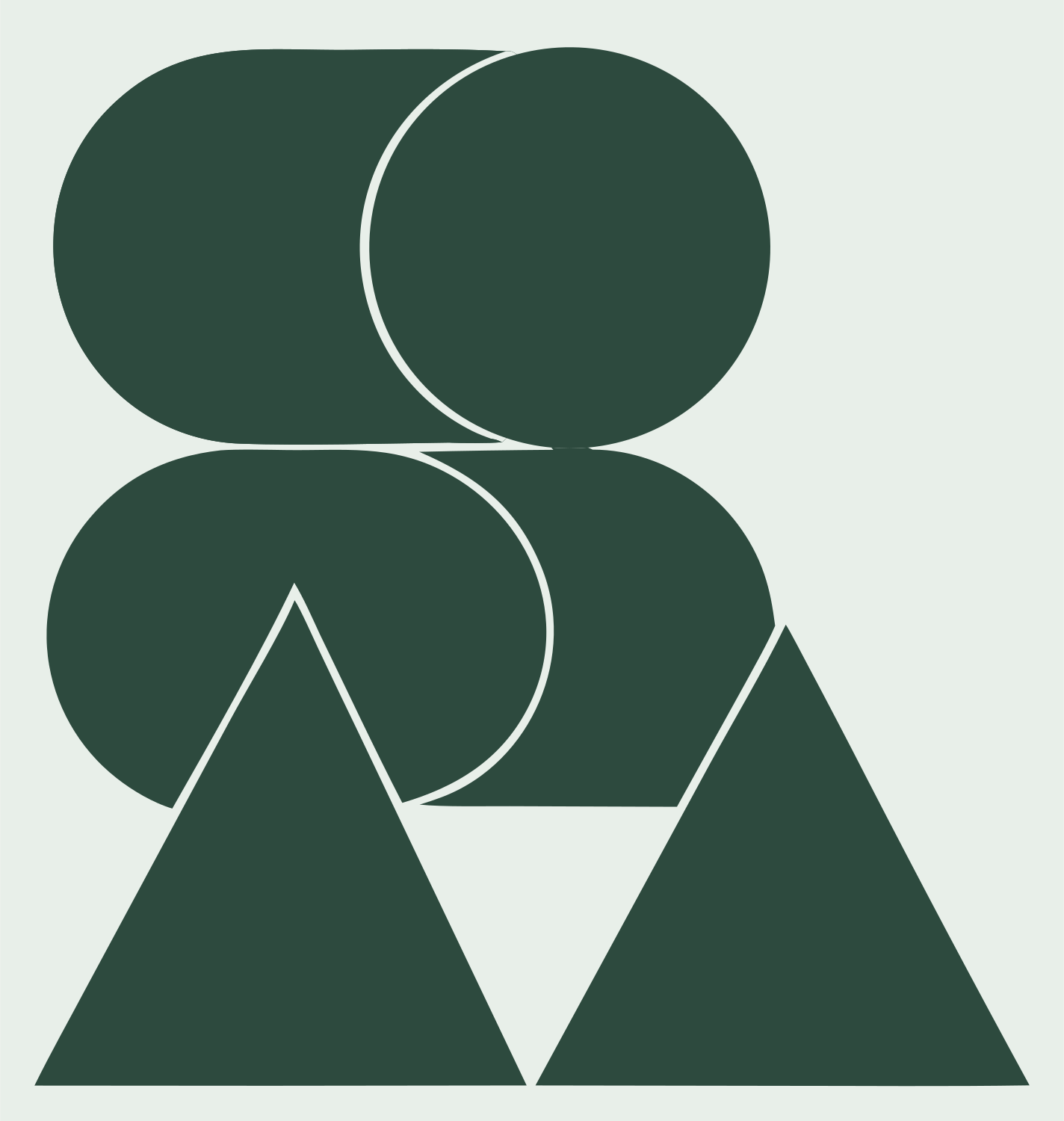 Overlapping Circles Triangles Logo #e8efe9/#2d4a3e