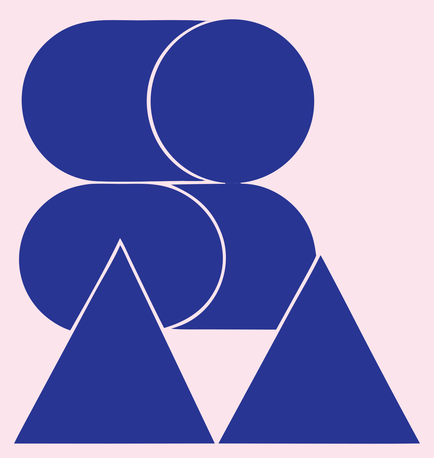 Overlapping Circles Triangles Logo #fce4ec/#283593