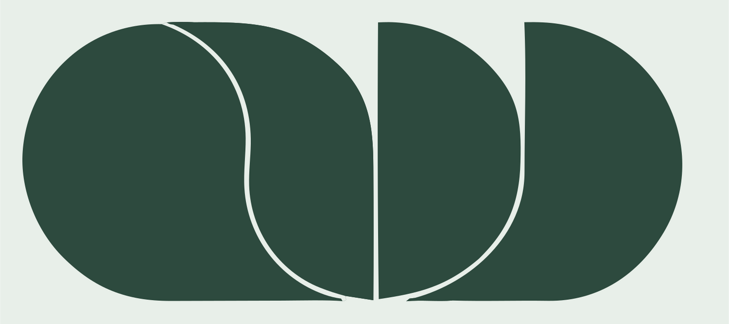 Layered Oval Halves Logo #e8efe9/#2d4a3e