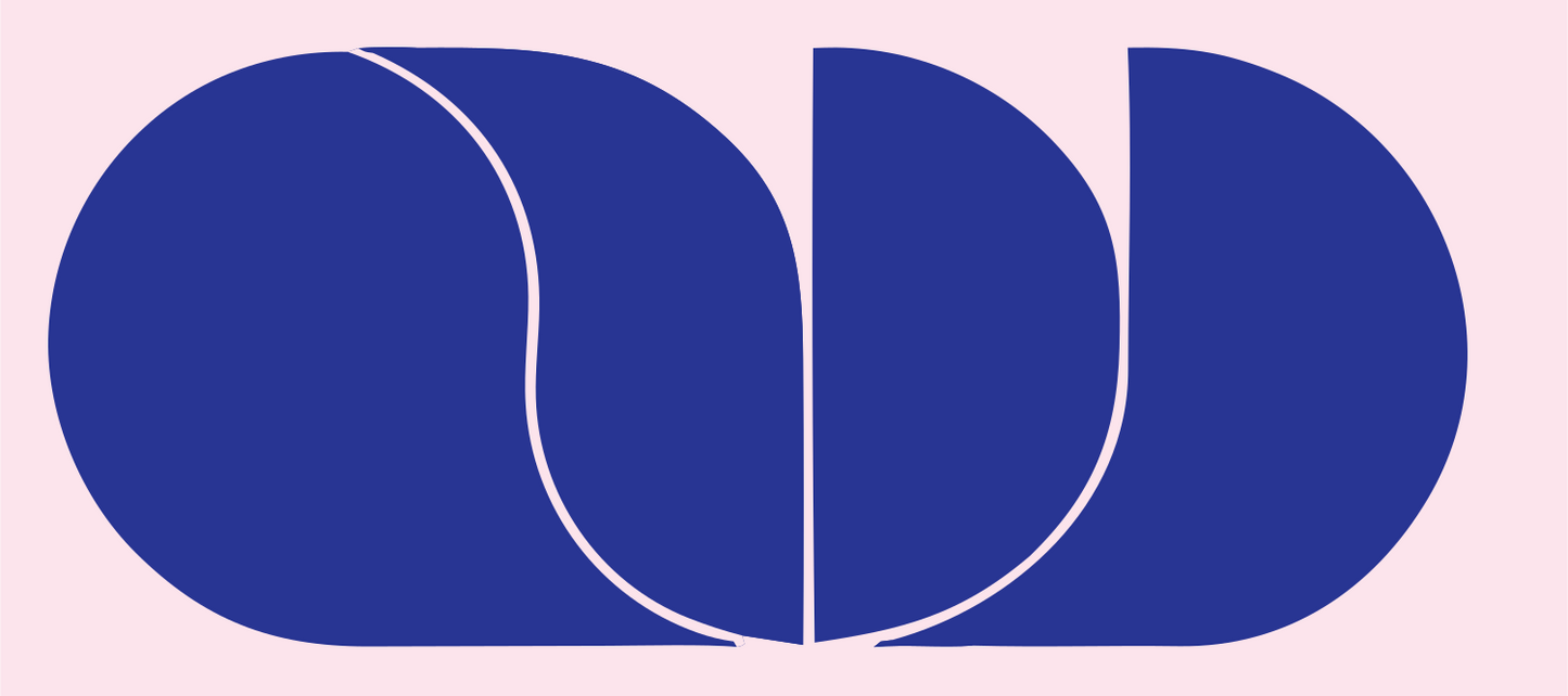 Layered Oval Halves Logo #fce4ec/#283593