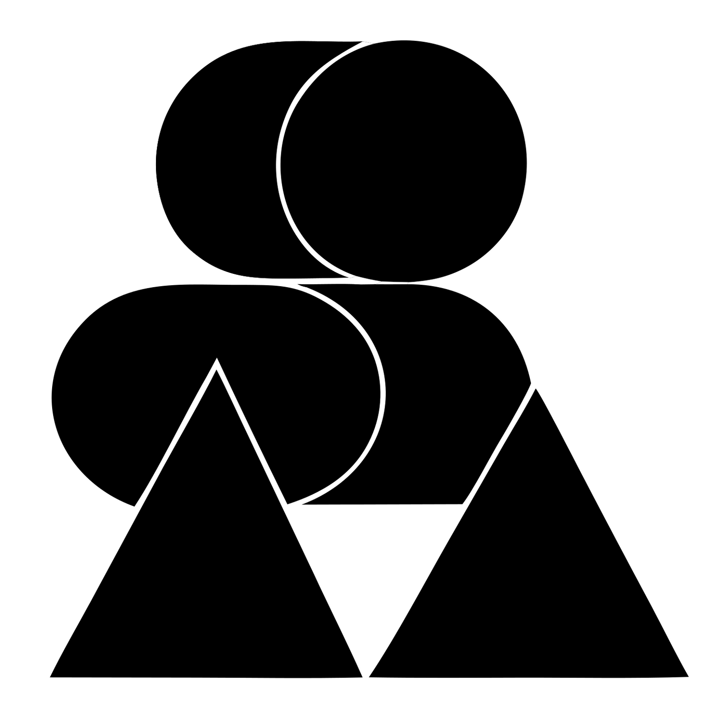 Overlapping Ovals Triangles Logo #ffffff/#000000