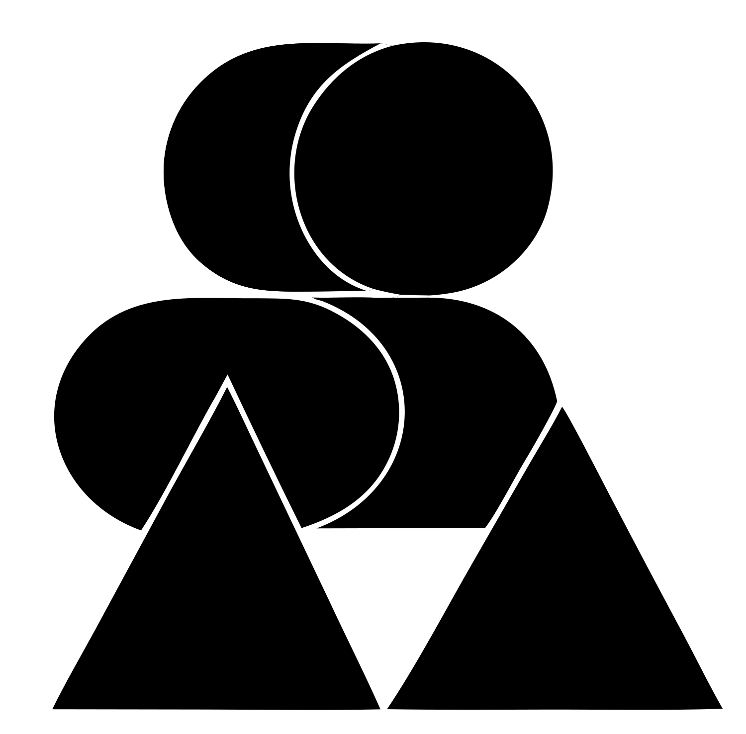 Overlapping Ovals Triangles Logo #ffffff/#000000