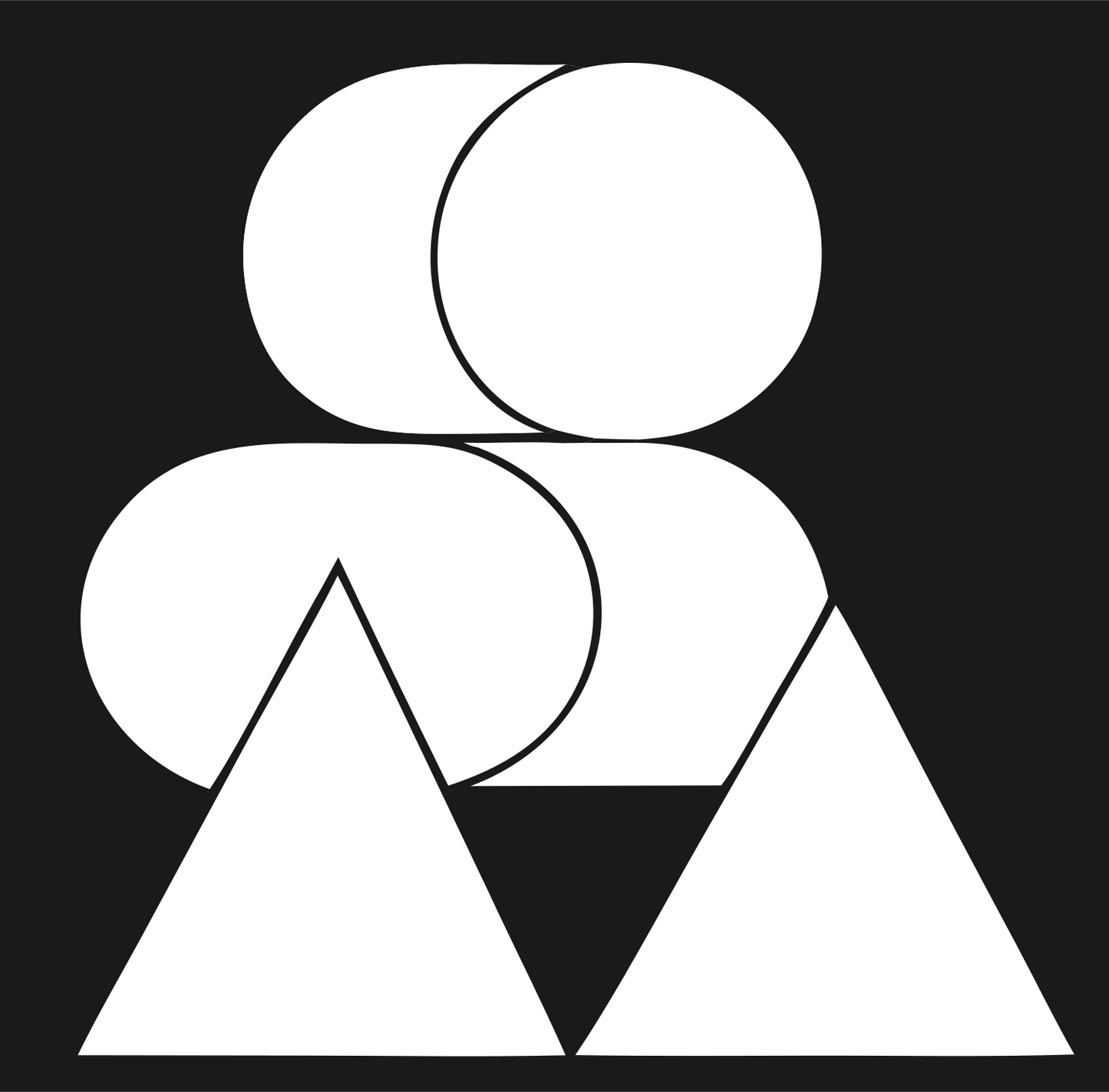 Overlapping Ovals Triangles Logo #1a1a1a/#ffffff