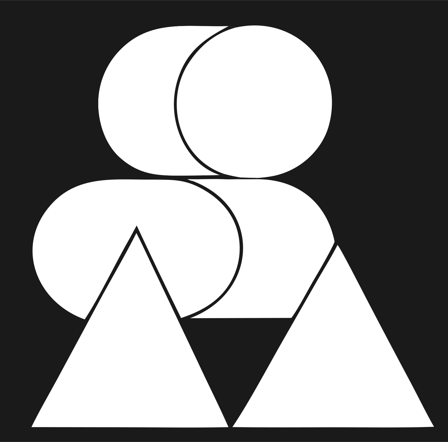 Overlapping Ovals Triangles Logo #1a1a1a/#ffffff