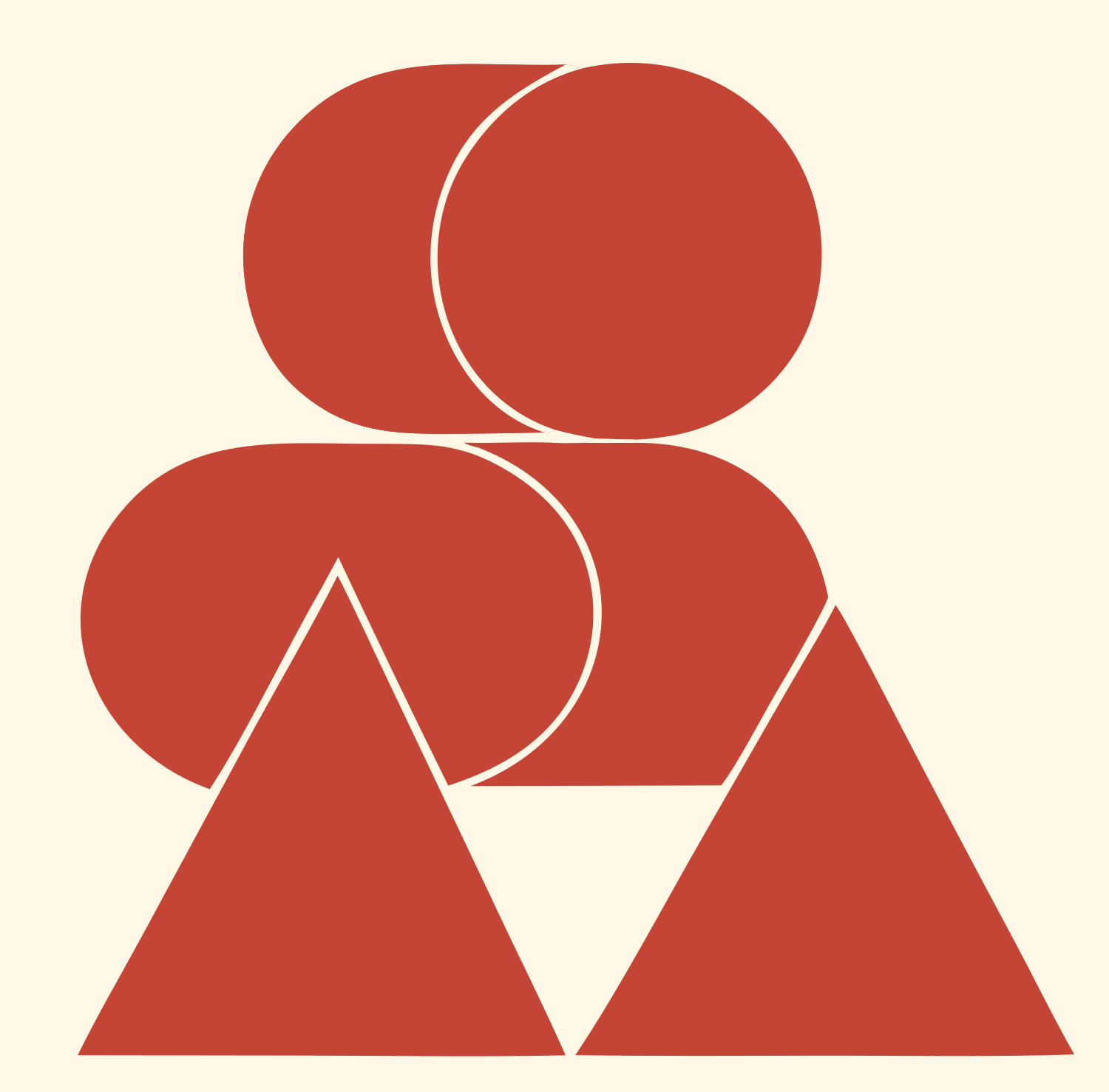 Overlapping Ovals Triangles Logo #fff8e7/#c44536