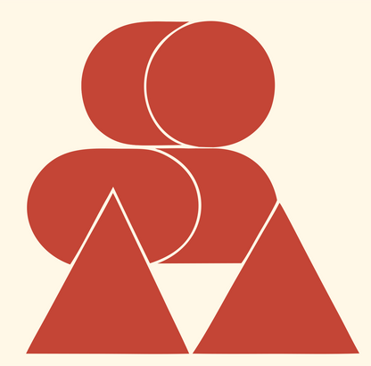 Overlapping Ovals Triangles Logo #fff8e7/#c44536