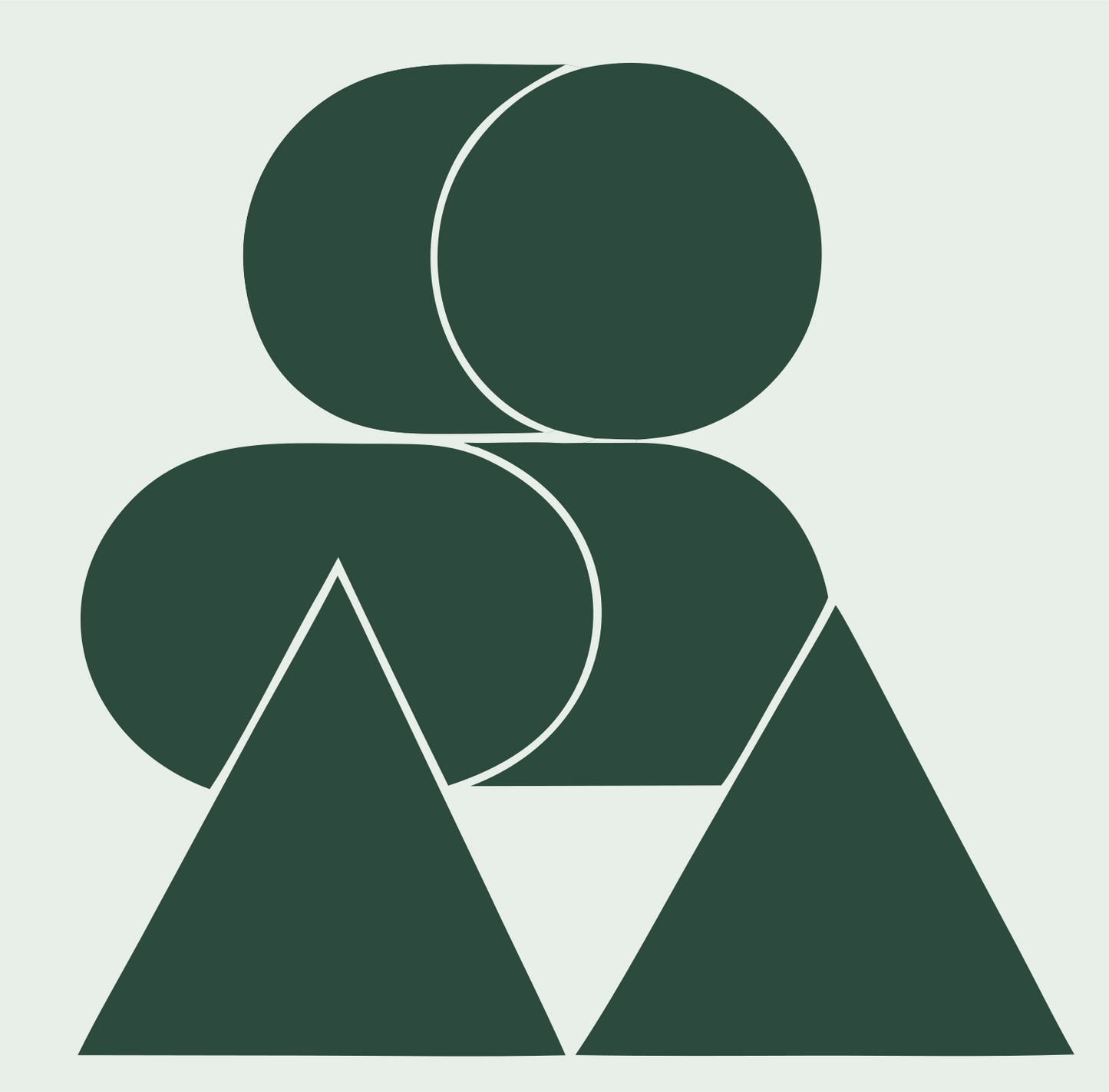 Overlapping Ovals Triangles Logo #e8efe9/#2d4a3e