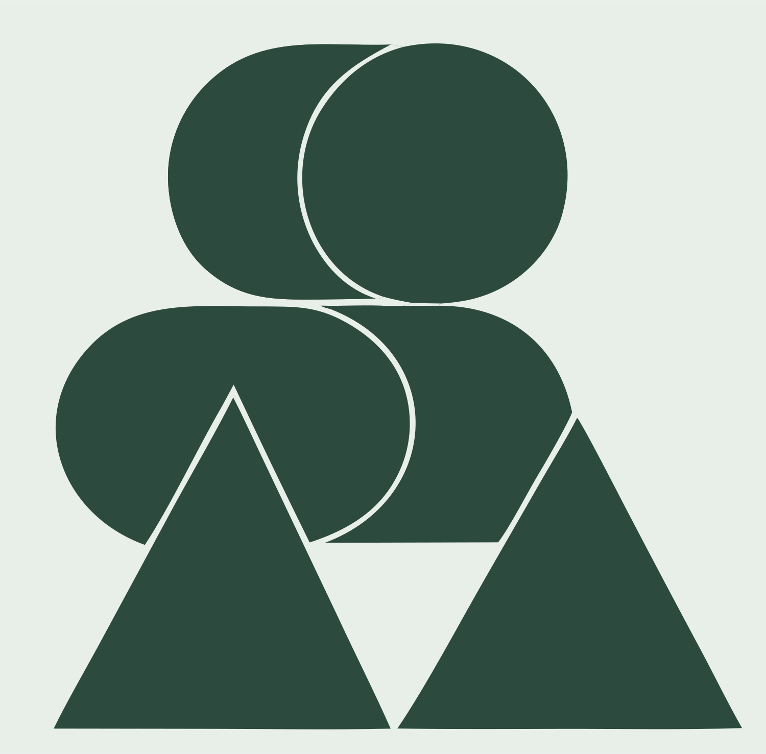 Overlapping Ovals Triangles Logo #e8efe9/#2d4a3e