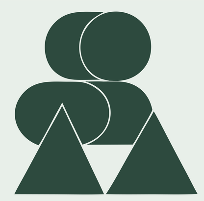 Overlapping Ovals Triangles Logo #e8efe9/#2d4a3e