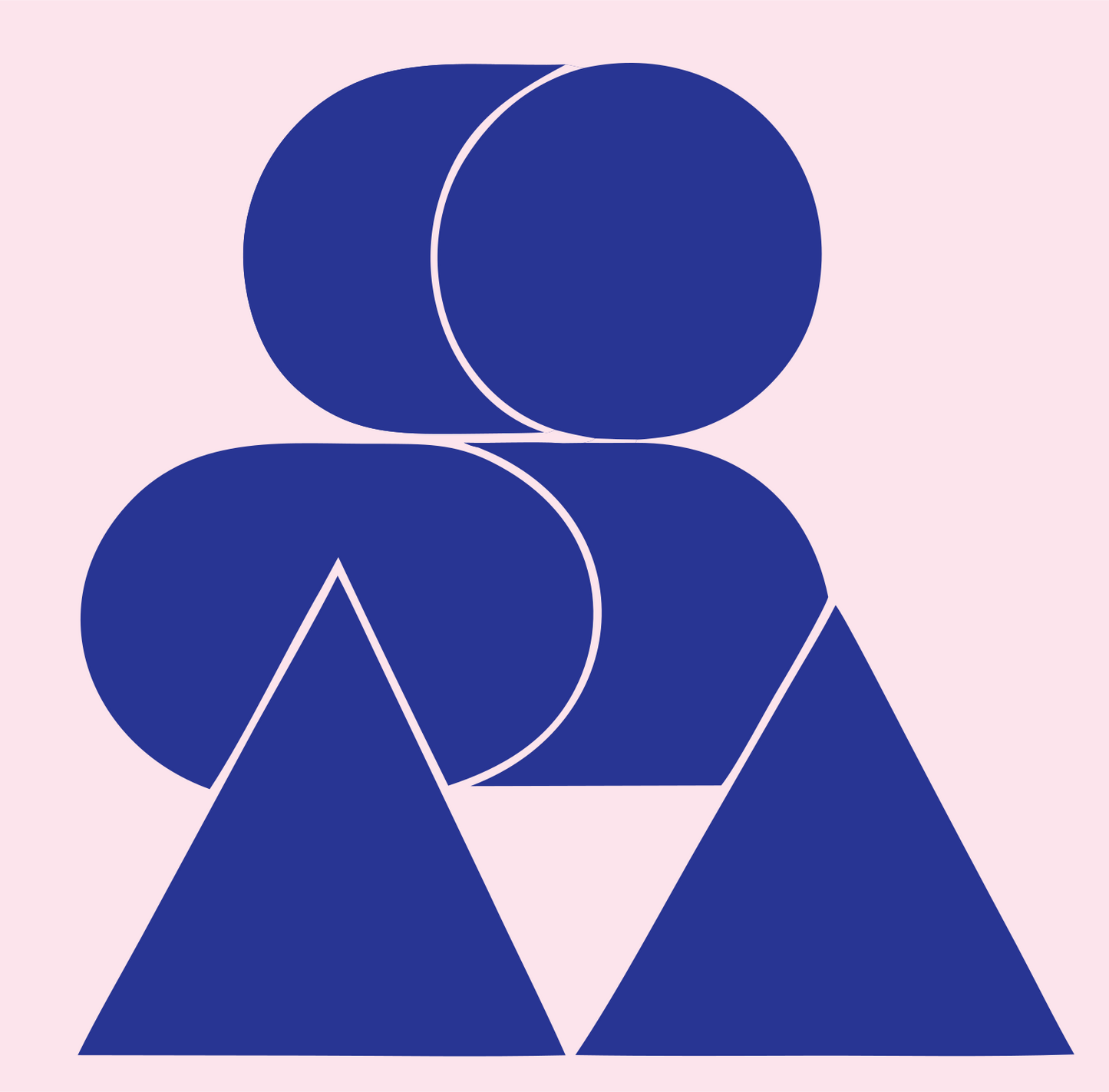 Overlapping Ovals Triangles Logo #fce4ec/#283593