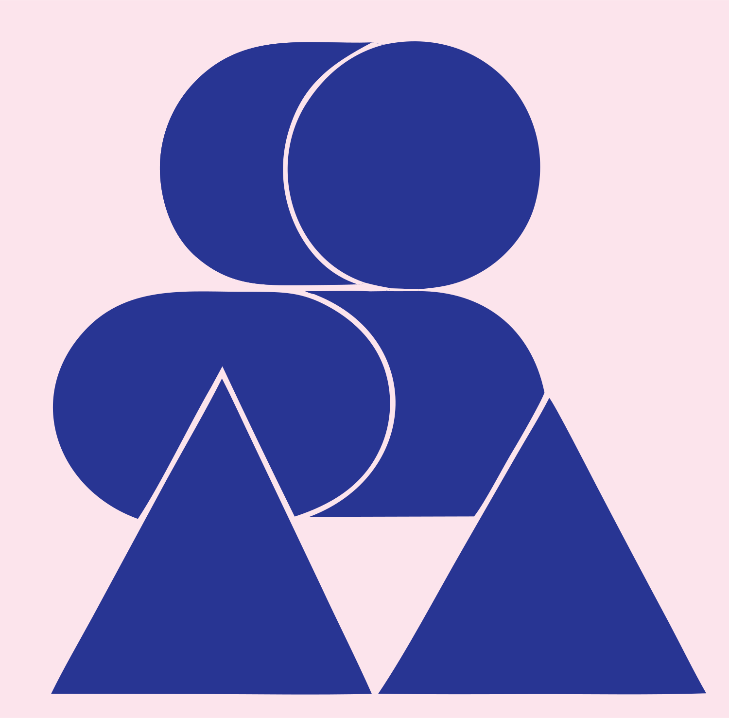 Overlapping Ovals Triangles Logo #fce4ec/#283593