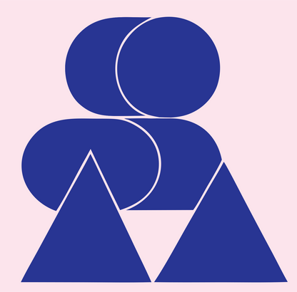 Overlapping Ovals Triangles Logo #fce4ec/#283593