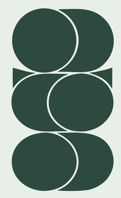 Layered Circles Overlap Logo #e8efe9/#2d4a3e