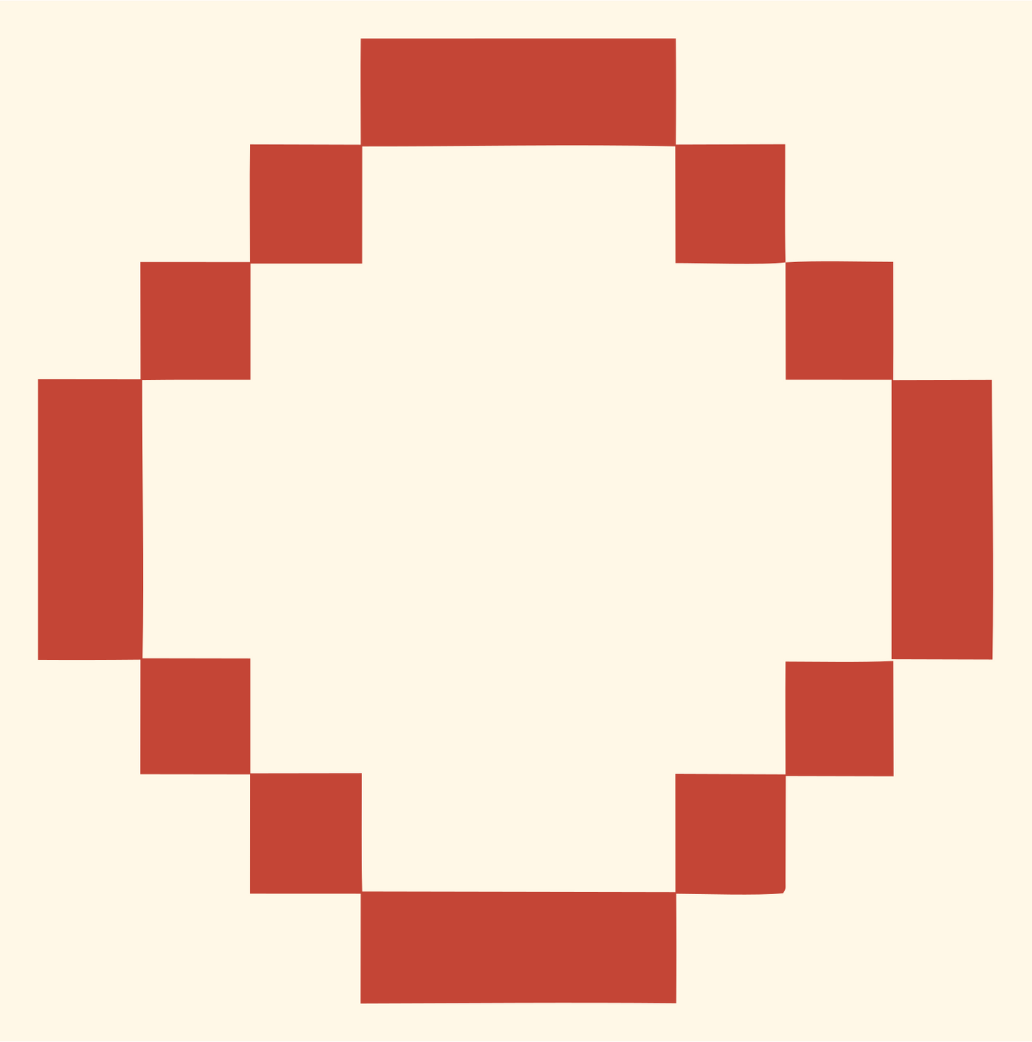 Pixel Circle Ring Logo #fff8e7/#c44536