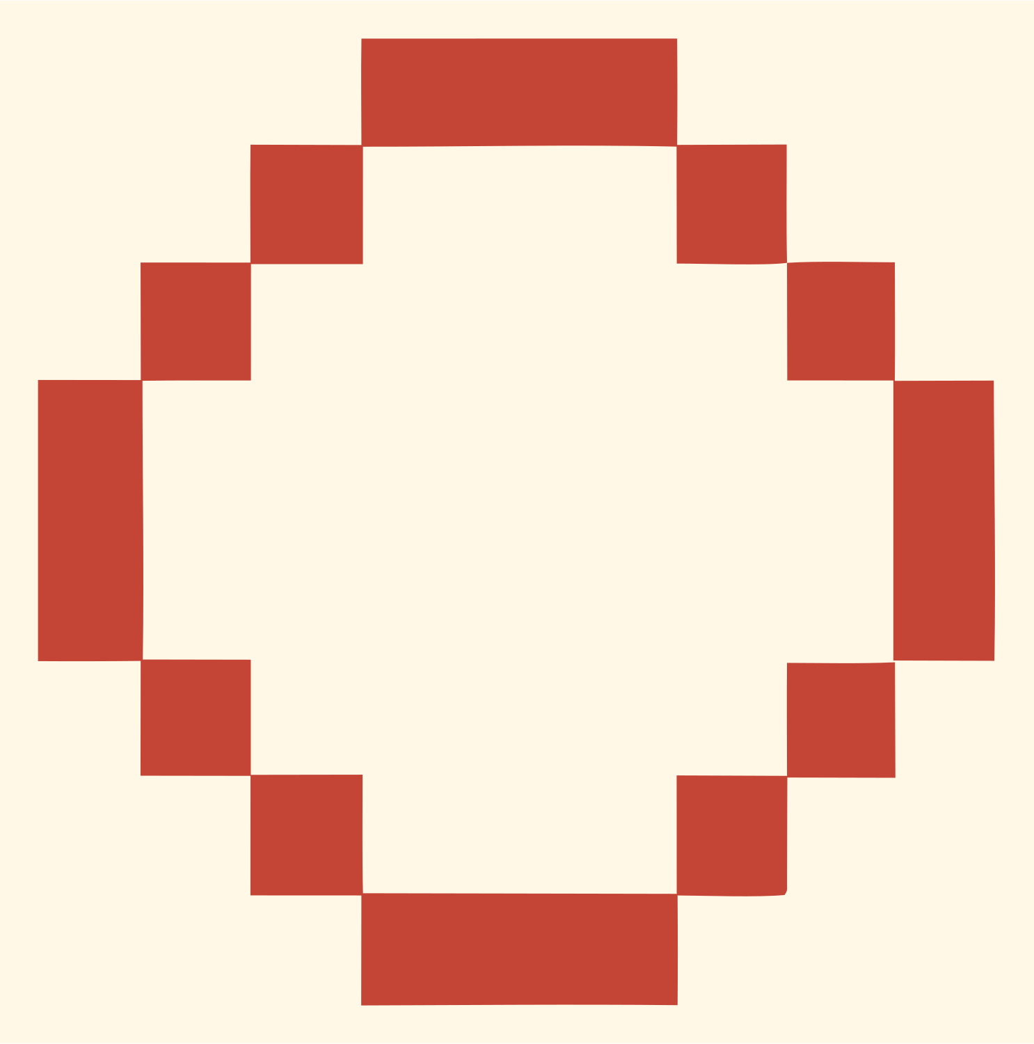 Pixel Circle Ring Logo #fff8e7/#c44536