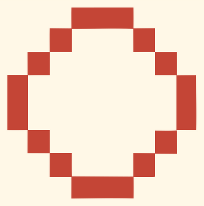 Pixel Circle Ring Logo #fff8e7/#c44536