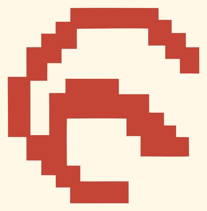 Pixel Spiral Peace Logo #fff8e7/#c44536