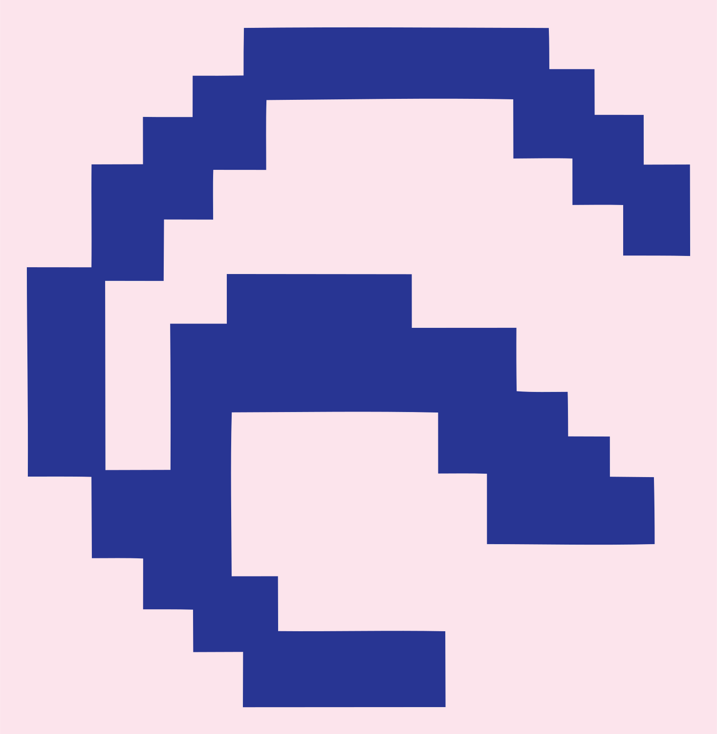 Pixel Spiral Peace Logo #fce4ec/#283593