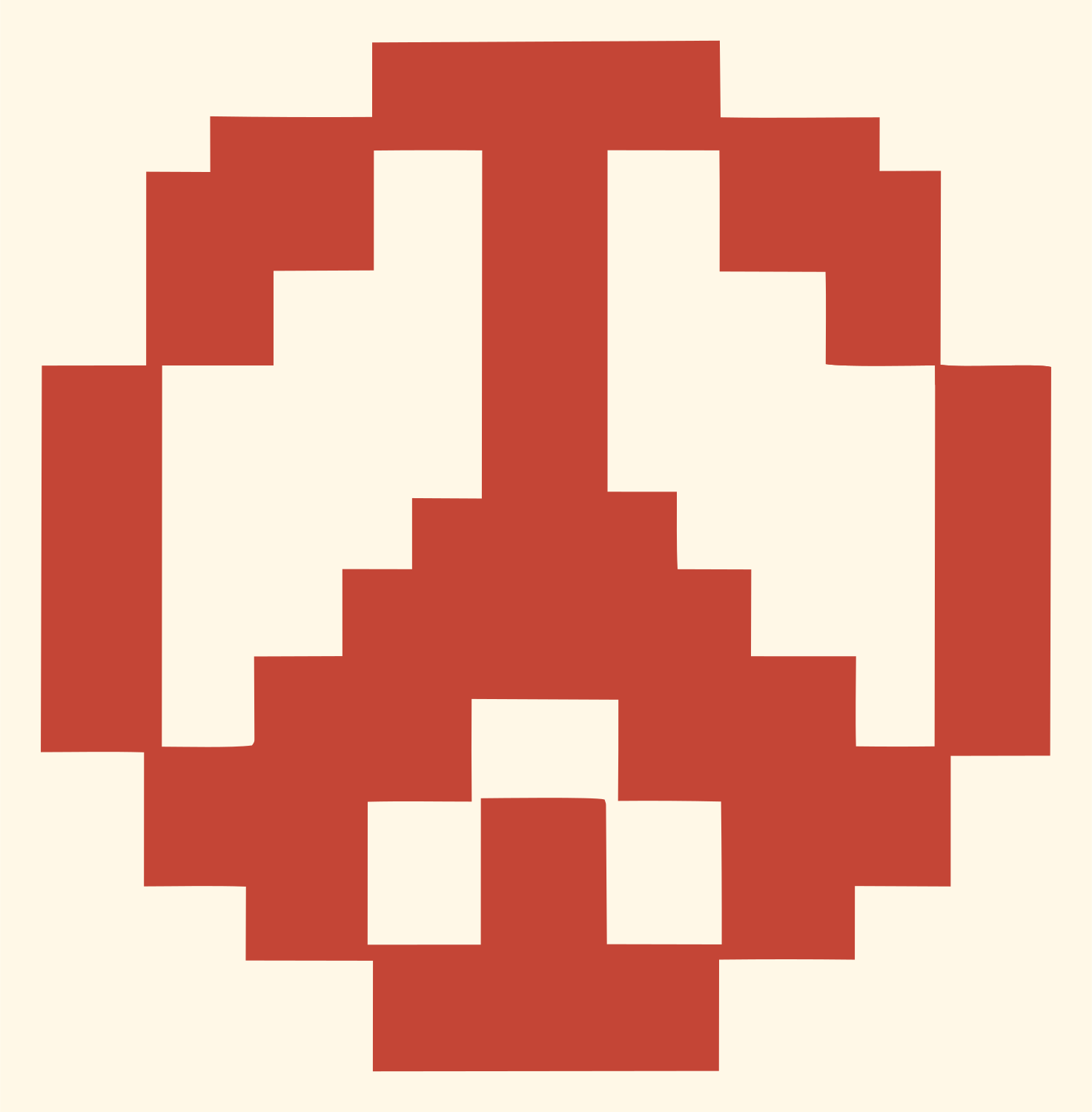 Pixel Peace Symbol Logo #fff8e7/#c44536