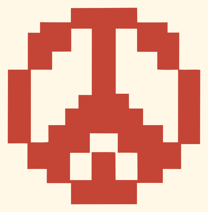 Pixel Peace Symbol Logo #fff8e7/#c44536