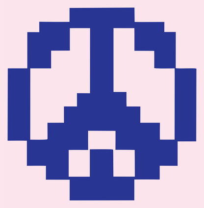 Pixel Peace Symbol Logo #fce4ec/#283593